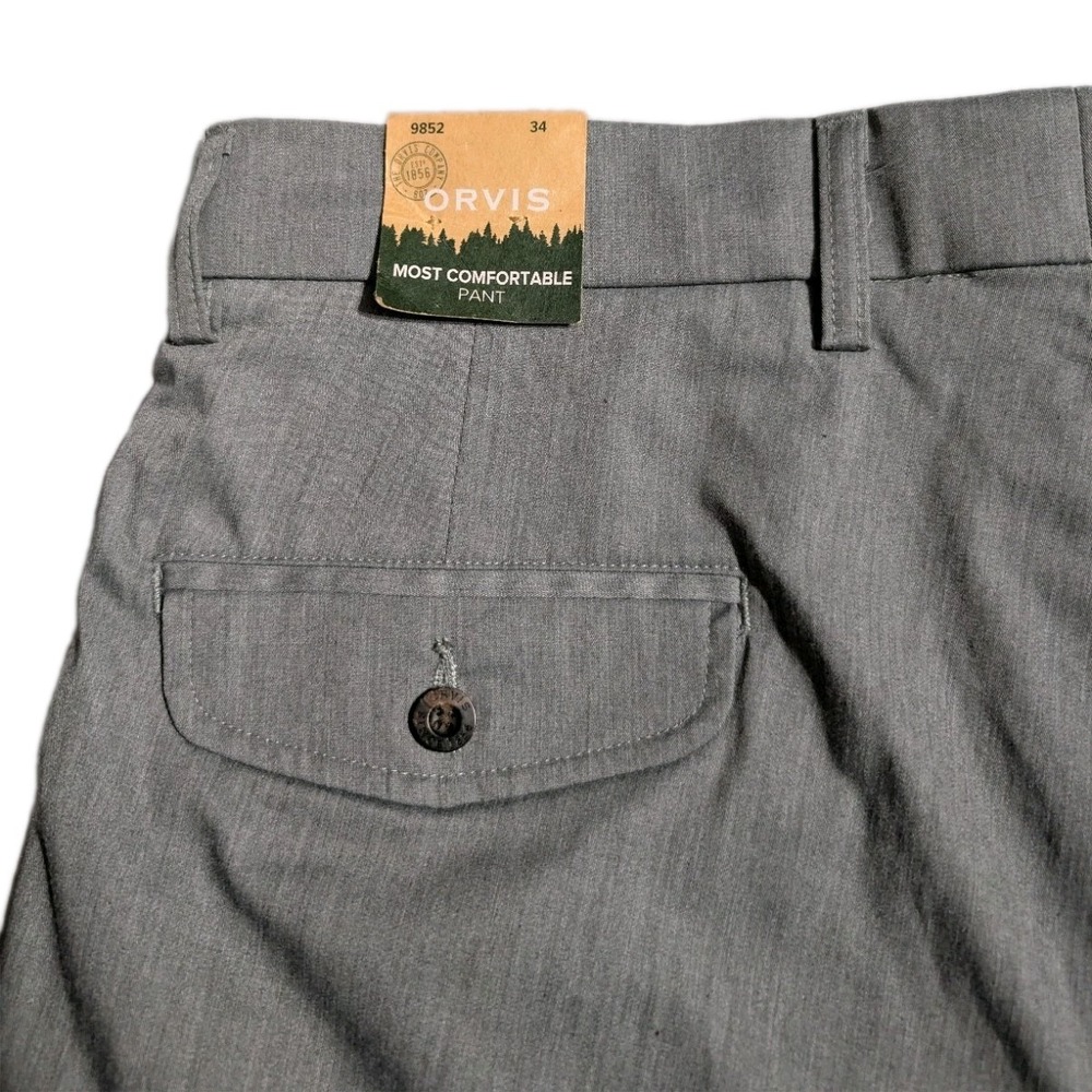 Orvis Most Comfortable Chinos Mens 34x29 Gray Stretch Pants NWT - Picture 6 of 8